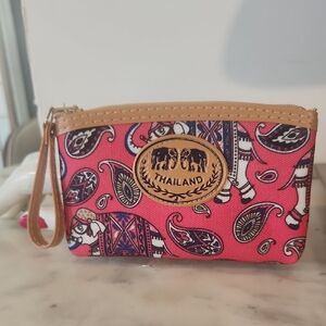 Thailand Elephant Print Wristlet Coin Pouch in Pink (Souviner)